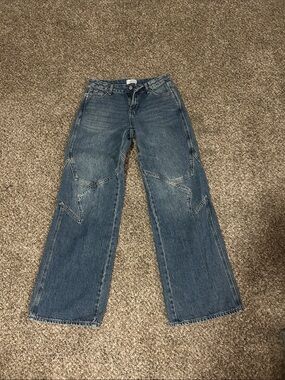 PacSun Stonewash Blue Wide-Leg Carpenter Jeans